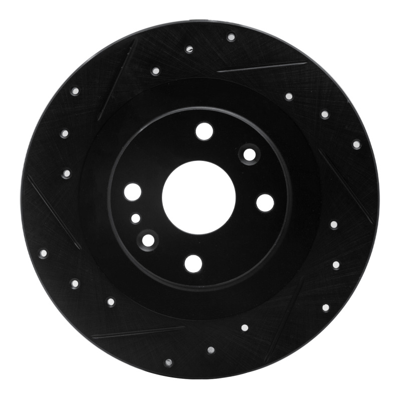 Mazda Miata Brake Rotor (1) - Rear Left - R1 Concepts - Drilled & Slotted - Black - `01-`05
